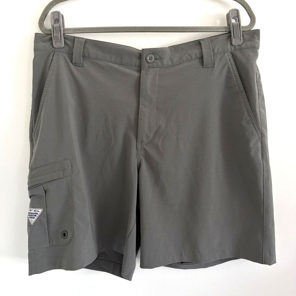 Columbia PFG Shorts Mens Sz 36 Gray Terminal Tackle Cargo Fishing OmniShield EUC
